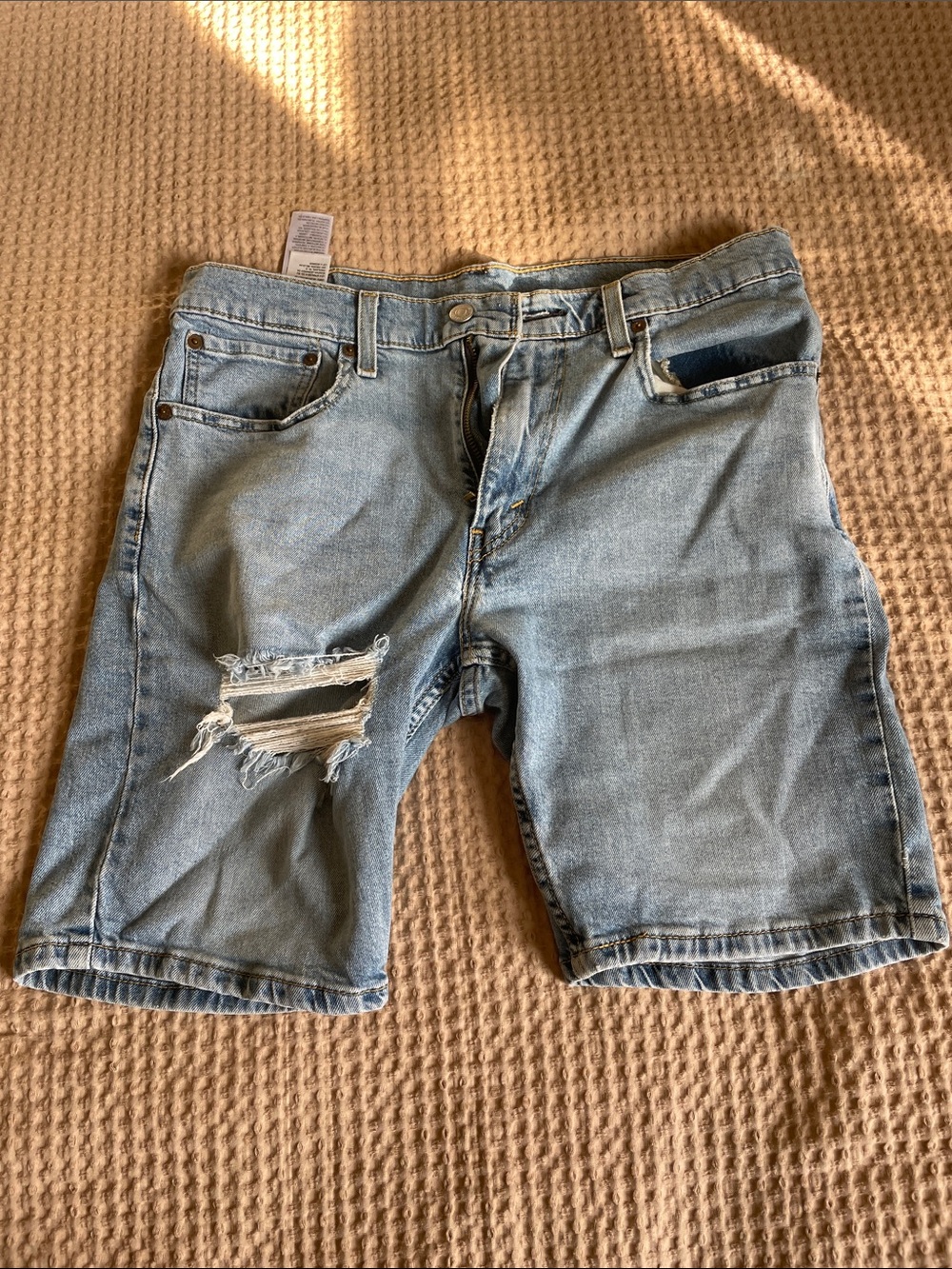 Levi's Light Blue Distressed Denim Jean Shorts